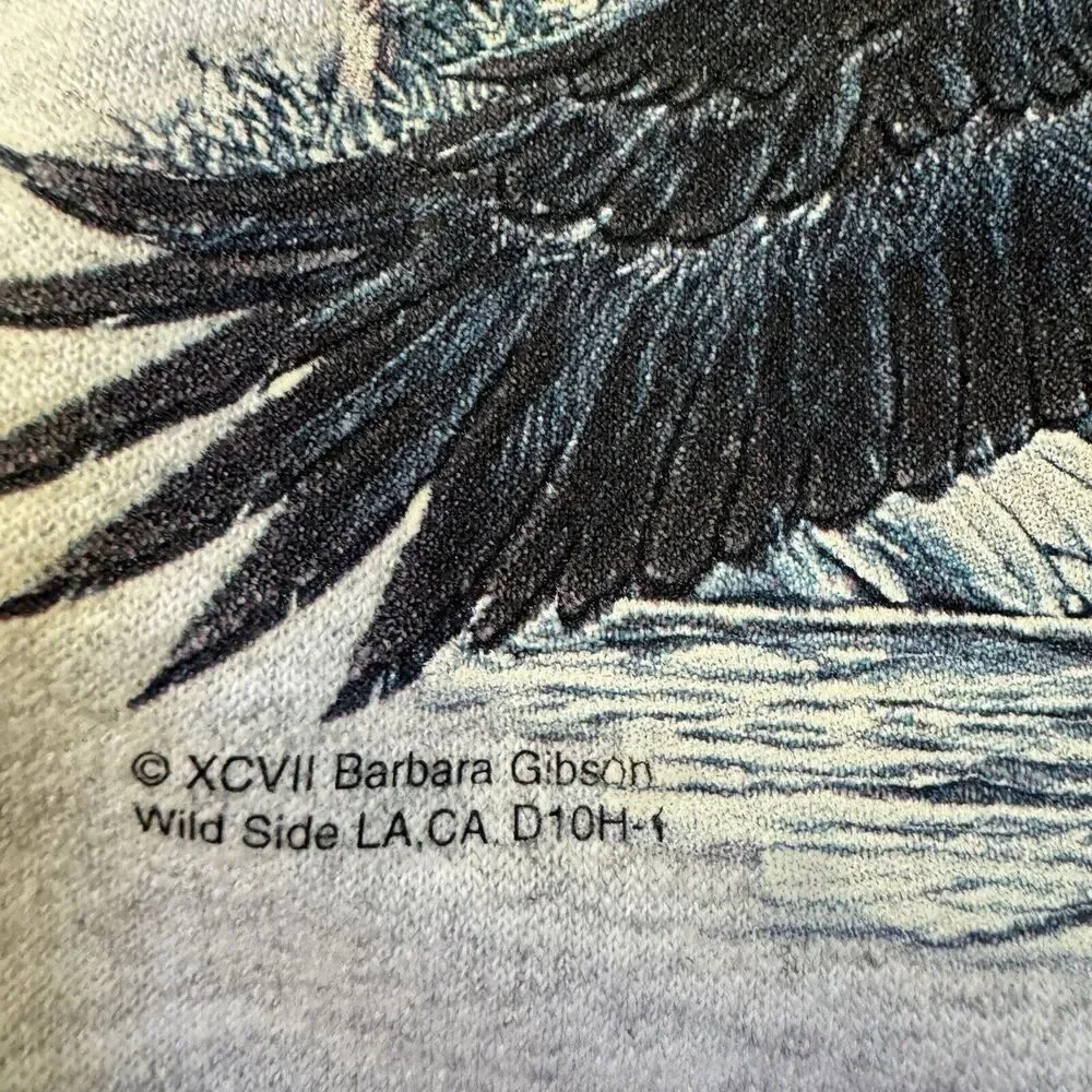 Vintage 90s Glidan Heavyweight Sweatshirt American Bald Eagle Large Grey EUC